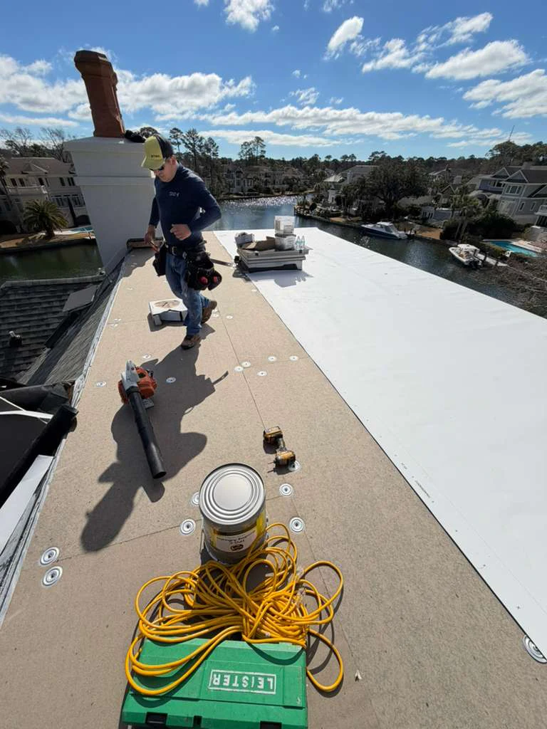 Flat Roof Membrane System in Savannah, GA by JJ Roofing